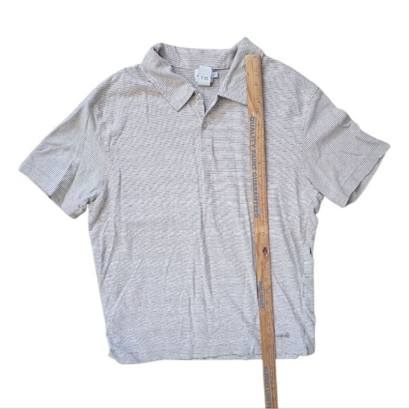 Vintage Calvin Klein Jeans Linen Blend Striped Polo Shirt Sz L CK Top Resortwear - Picture 10 of 11